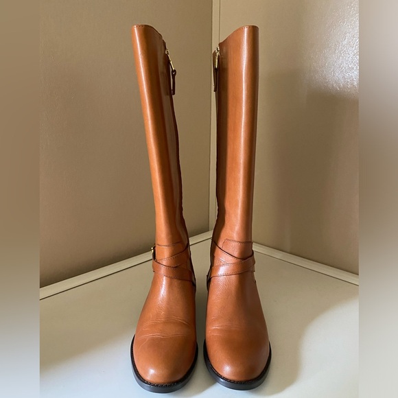 Ralph Lauren Jakayla Womens Burnished Leather Riding Boots Polo Tan Size 6 - Picture 2 of 15